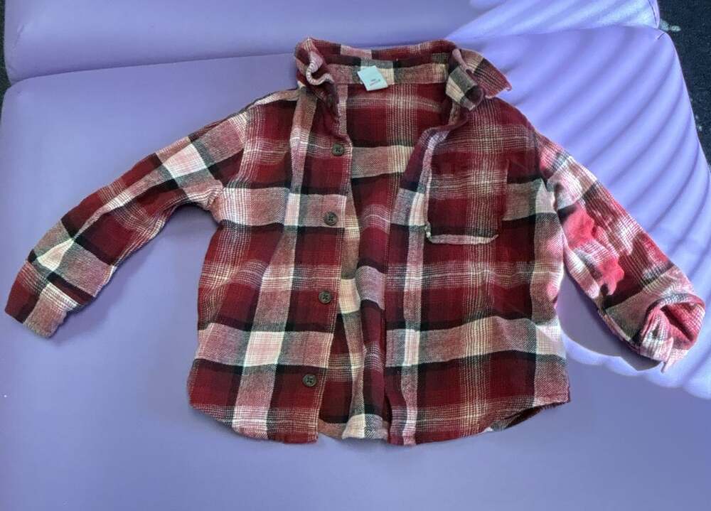 Old Navy Red Plaid Flannel Button-Down Shirt Size 2T
